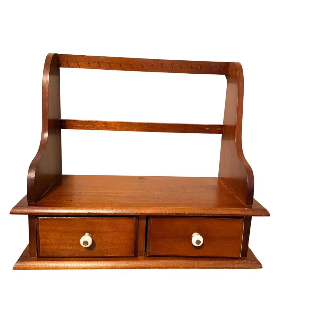 Vintage Wooden Cookbook Holder Stand Organizer 2 Drawers White Knobs - Picture 14 of 15